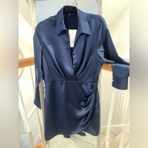 Zara navy satin cross dress